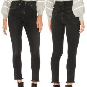 We The Free Black High Rise Jeggings Stretch Raw Hem Free People Jeans 29